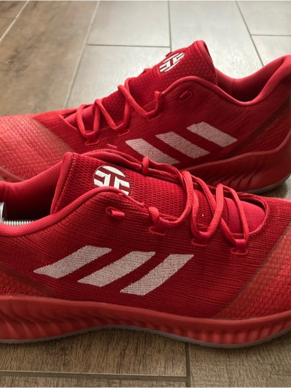 adidas Kids Red Mesh Sneakers with White Stripes